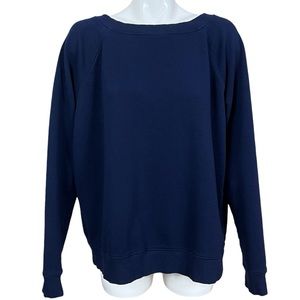 Crown & Ivy Belk Navy Blue Plaid Tie Back Raglan Sleeve Sweatshirt Size XXL